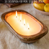 Wooden Dough Bowl Candle 10-inch Length