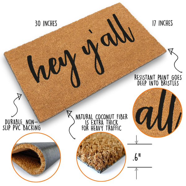 Hey Y'all and Hello There Coir Doormat Outdoor Rug