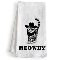 Meowdy Kitchen Towel 18x24 Inch, Funny Black Cat Kitchen Towel