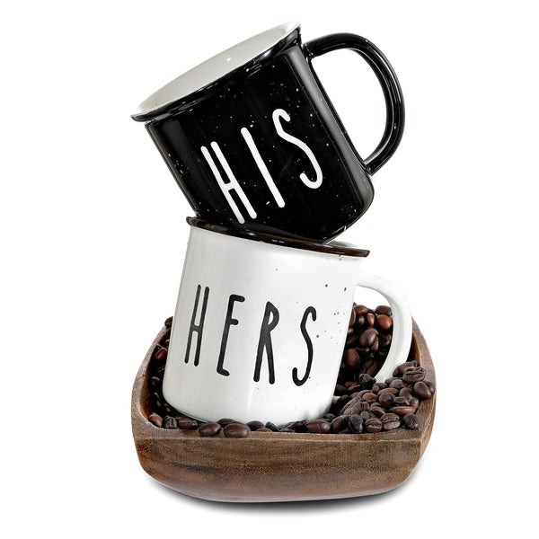 his hers couple ceramic mug campfire