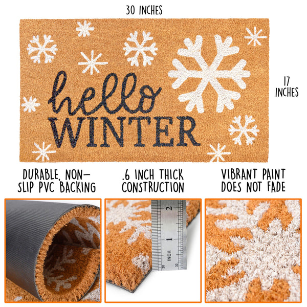 Hello Winter Door Mat 30x17 Inch