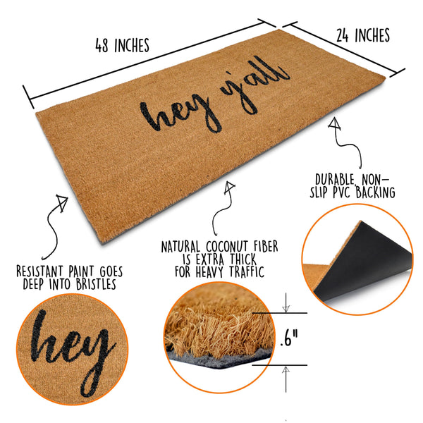 Hey Y'all and Hello There Coir Doormat Outdoor Rug