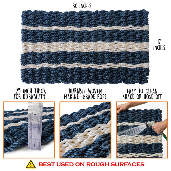 Lobster Rope Mat Coastal Stripe 30x17 Inch