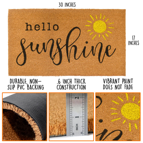 Hello Sunshine Coir Doormat Outdoor 30x17 Inch