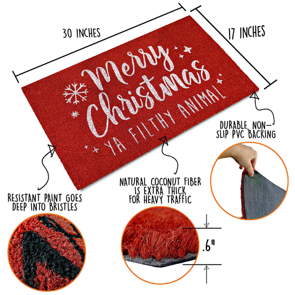 Merry Christmas Ya Filthy Animal Doormat 30x17 Inch