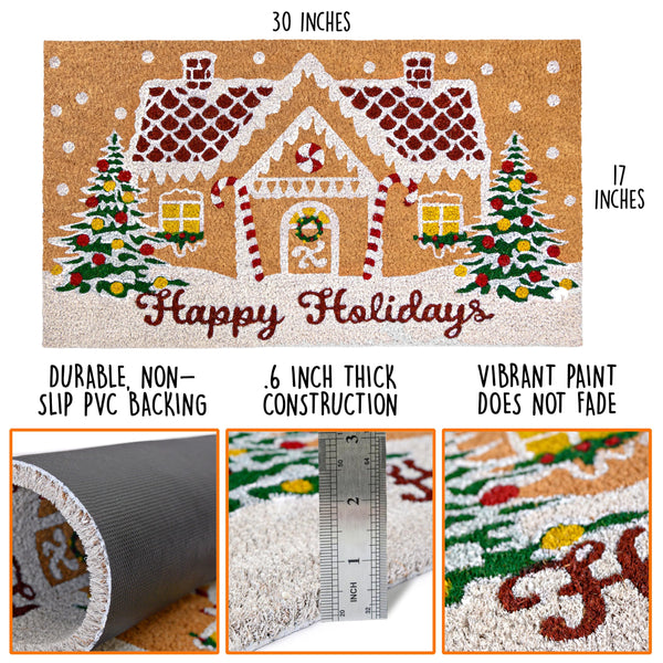 Gingerbread House Door Mat 30x17 Inch