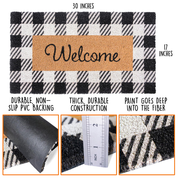 Black and White Checked Outdoor Rug 30x17 Inch