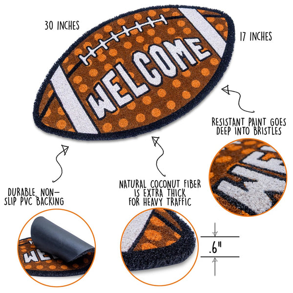 Fall Football-shaped Welcome Door Mat 30x17