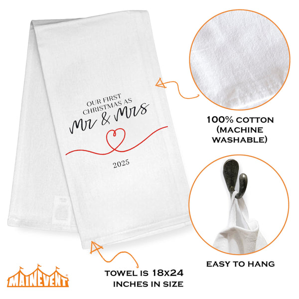 Our First Christmas as Mr and Mrs Kitchen Towel 18x24 Inch