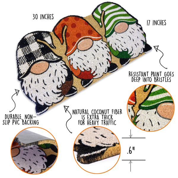 Gnome Fall Coir Door Mat 30x17 Inch
