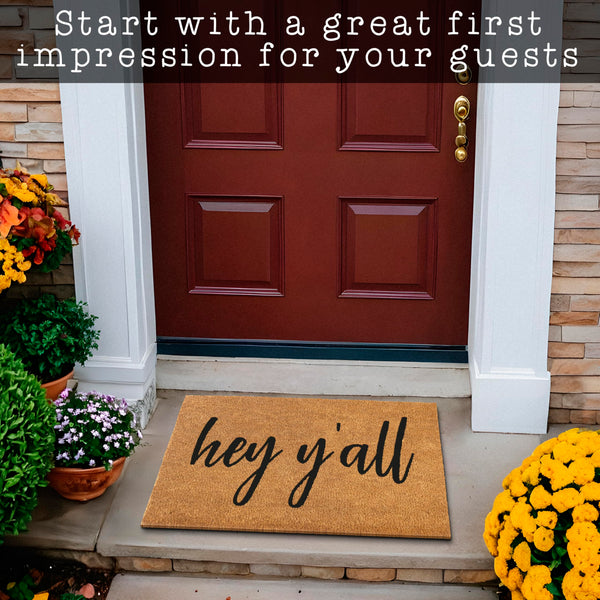 Hey Y'all and Hello There Coir Doormat Outdoor Rug