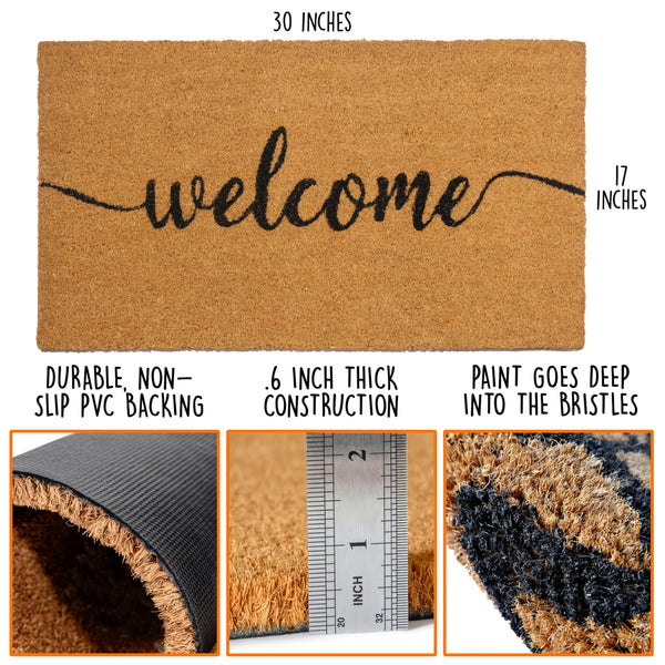 Outdoor Welcome Mat 30x17 Inch Script