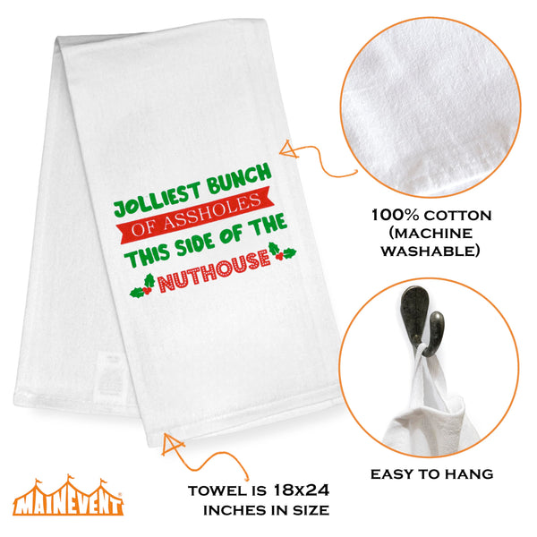Jolliest Bunch of A**holes in This Side of The Nuthouse Kitchen Towel Funny Kitchen Towel 18x24 Inch