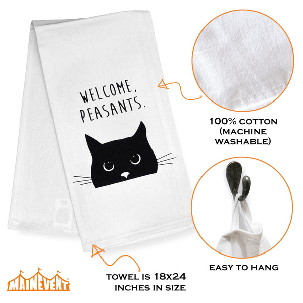 Welcome Peasants Cat Kitchen Towel 18x24 Inch
