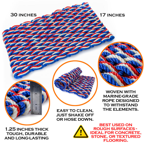 Lobster Rope Mat Patriotic 30x17 Inch