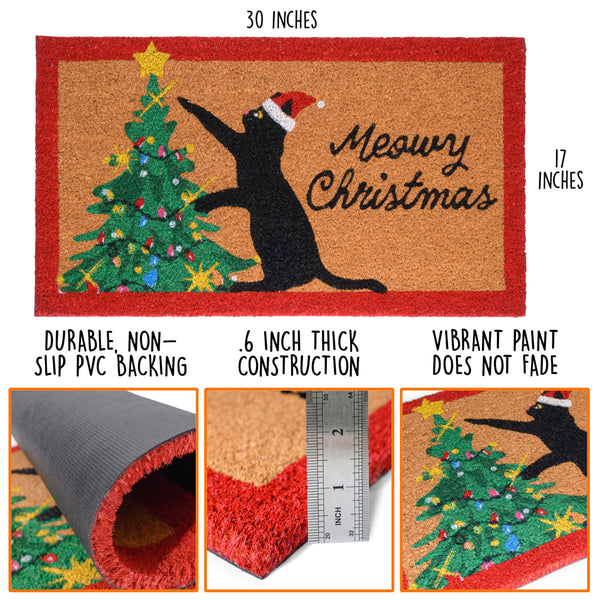 Meowy Christmas Doormat 30x17 Inch