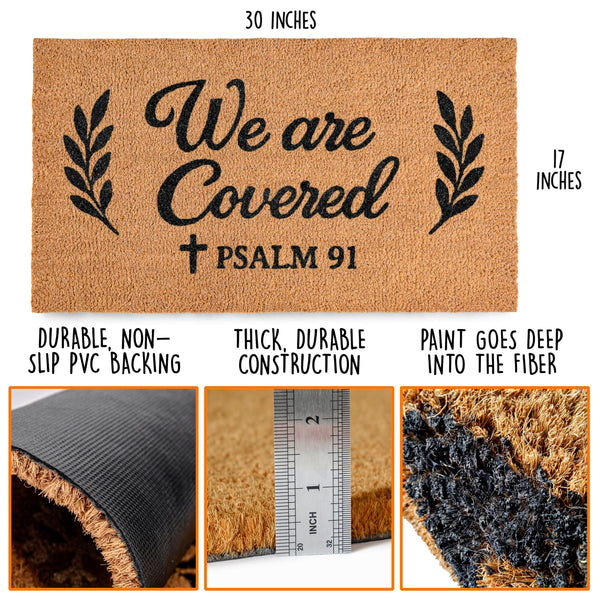 We Are Covered Psalm 91 Door Mat 30x17 Inch