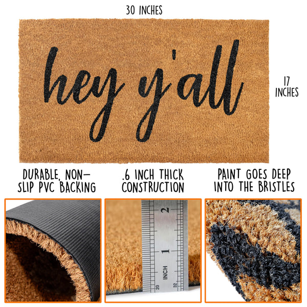 Hey Y'all Welcome Mat Outdoor 30x17 Inch