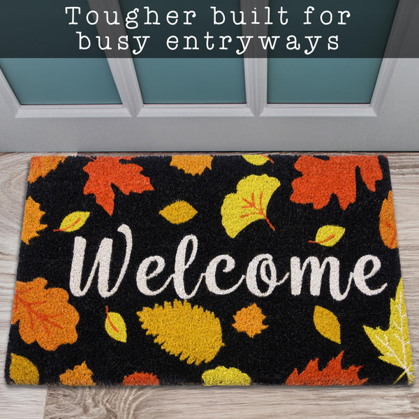 fall autumn mats leaves coir outdoor rug