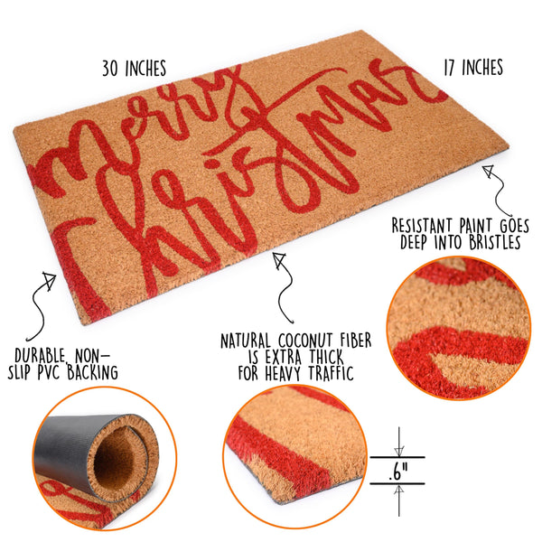 Merry Christmas Door Mat 30x17 Inch