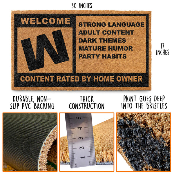 RGamer Mature Rating Door Mat Outdoor 30x17 Inch