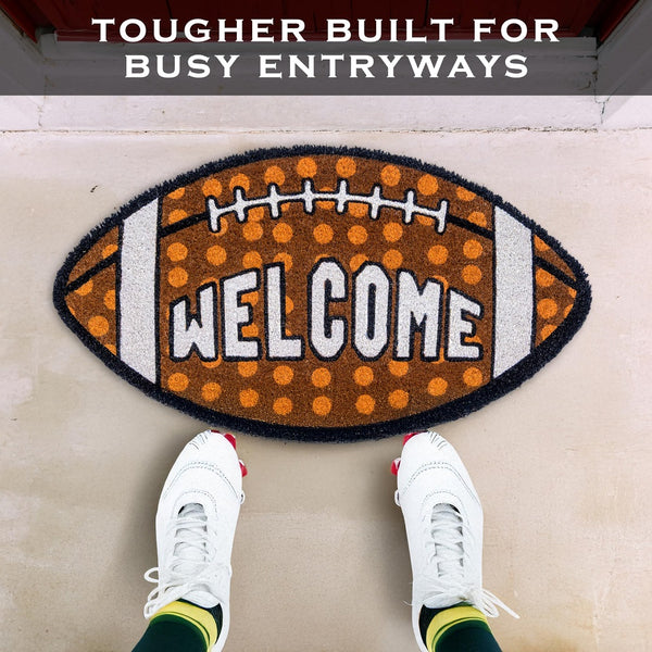 Fall Football-shaped Welcome Door Mat 30x17