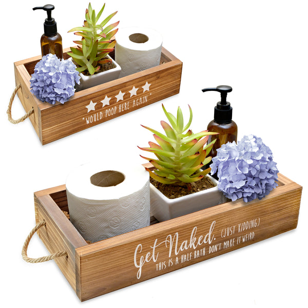 wooden rustic bathroom decor box