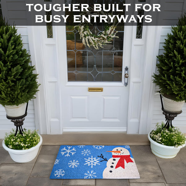 snowman christmas winter outdoor coir door mat rug