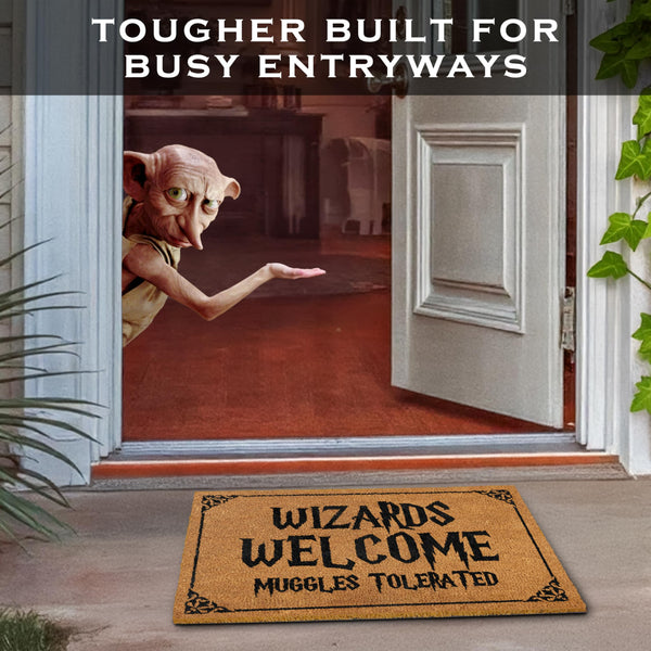 Wizards Welcome People Tolerated Door Mat 30x17 Inch, Nerd Welcome Mat Coir