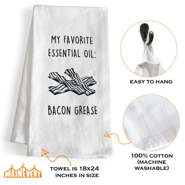 My Favorite Essential Oil: Bacon Grease Towel 18x24 Inch Funny Kitchen Towel