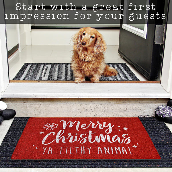 Merry Christmas Ya Filthy Animal Doormat 30x17 Inch