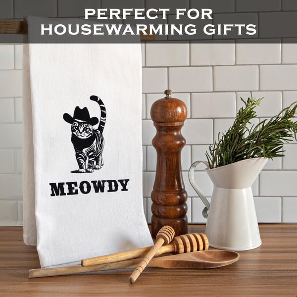 Meowdy Kitchen Towel 18x24 Inch, Funny Black Cat Kitchen Towel