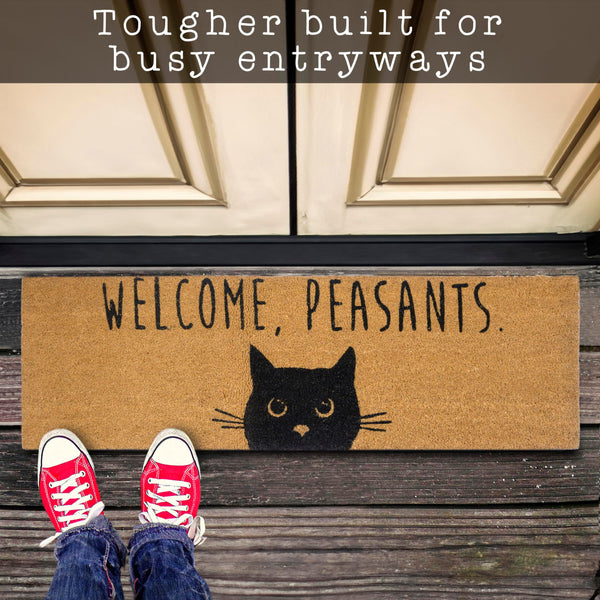 Welcome Peasants Cat Doormat 50x15 Inch