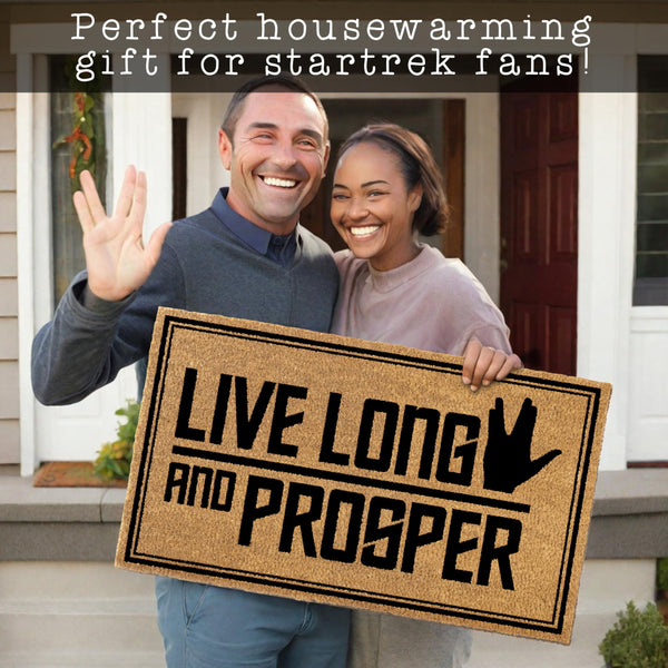 Live Long and Prosper Coir Door Mat Outdoor 30x17 Inch Startrek Decor
