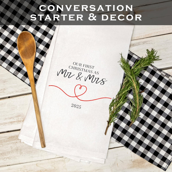 Our First Christmas as Mr and Mrs Kitchen Towel 18x24 Inch