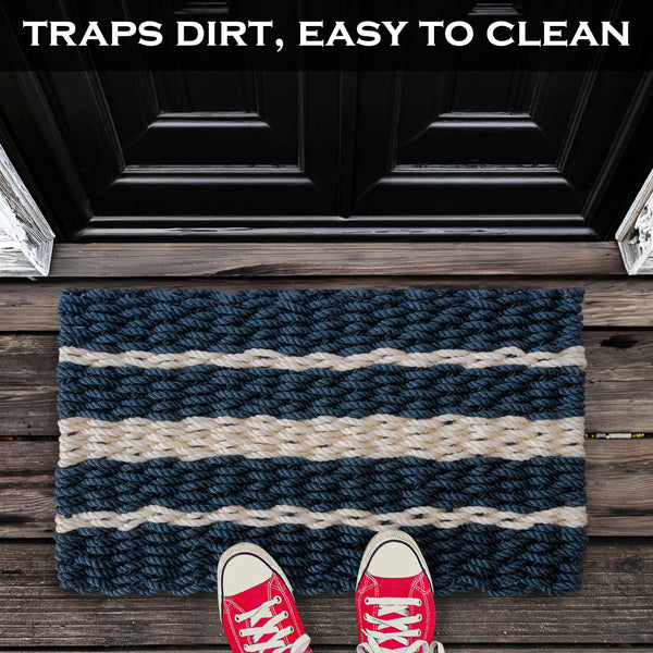 Lobster Rope Mat Coastal Stripe 30x17 Inch