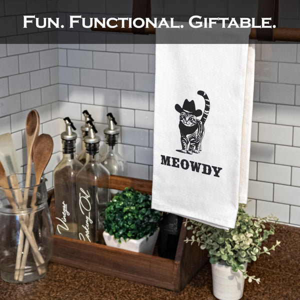 Meowdy Kitchen Towel 18x24 Inch, Funny Black Cat Kitchen Towel