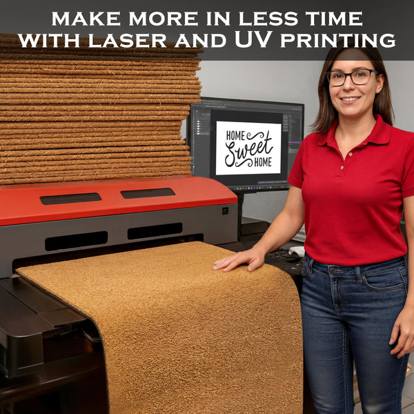 Blank Welcome Mat 47.5x19.5 Inch, Coir Door Mat for Screen Printing 5pk