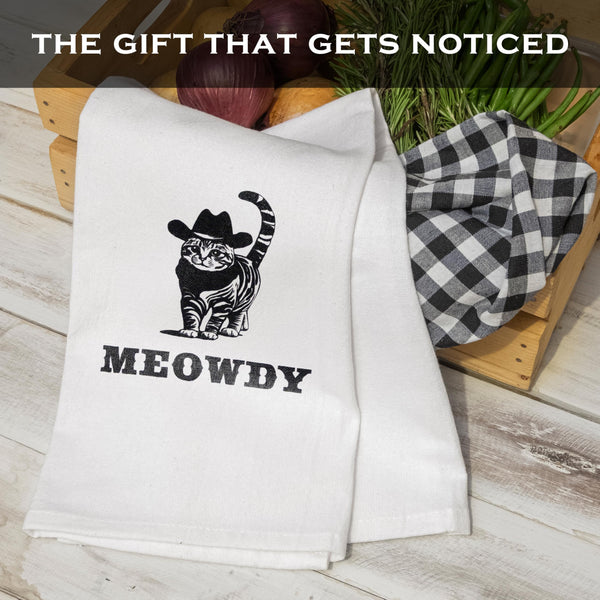 Meowdy Kitchen Towel 18x24 Inch, Funny Black Cat Kitchen Towel