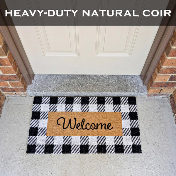 Black and White Checked Outdoor Rug 30x17 Inch