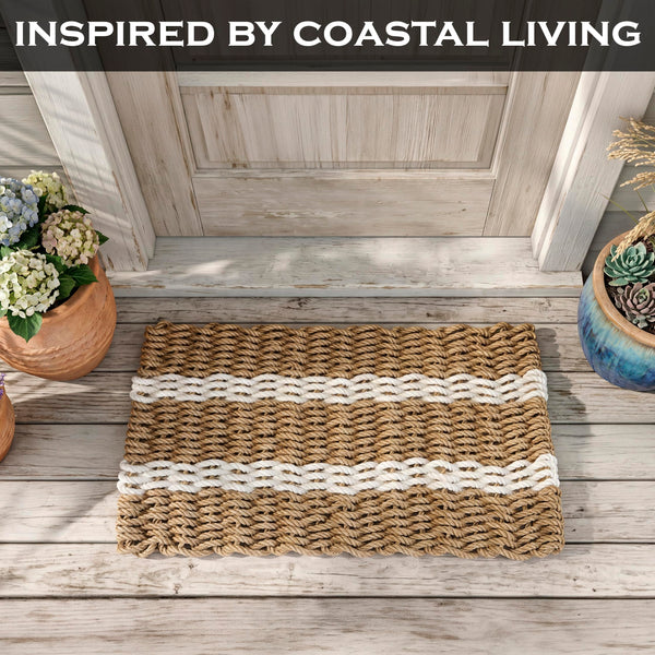Lobster Rope Mat Shore Stripe 30x17 Inch
