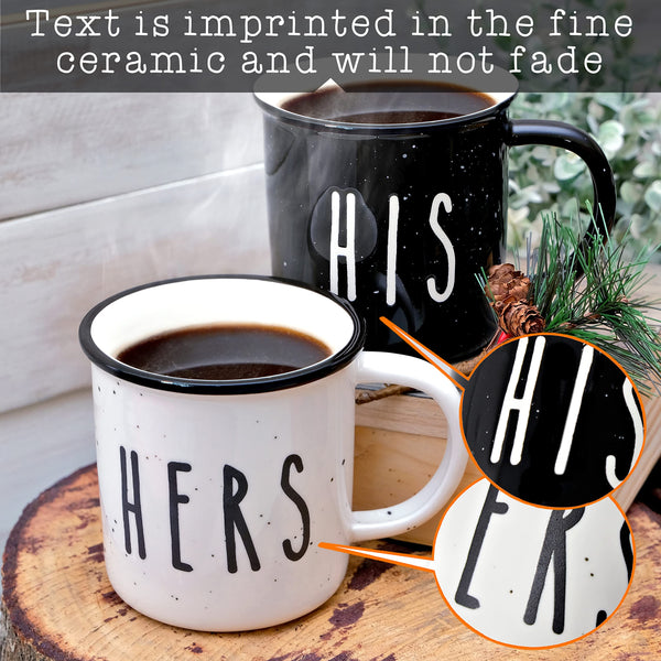his hers couple ceramic mug campfire