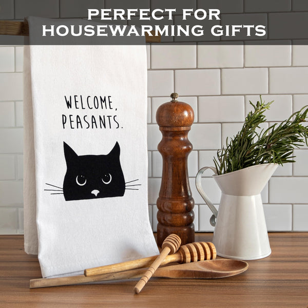 Welcome Peasants Cat Kitchen Towel 18x24 Inch