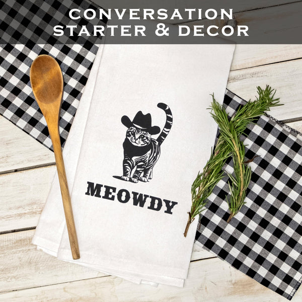 Meowdy Kitchen Towel 18x24 Inch, Funny Black Cat Kitchen Towel
