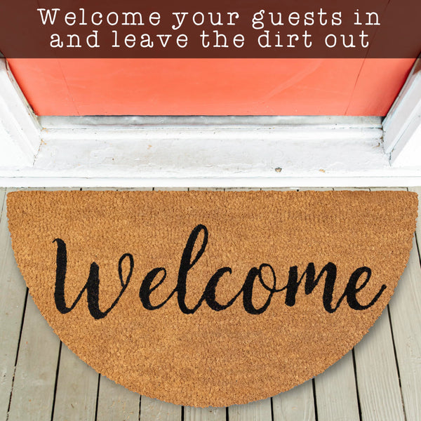 Welcome Half Circle Door Mat Outdoor 30x17 Inch