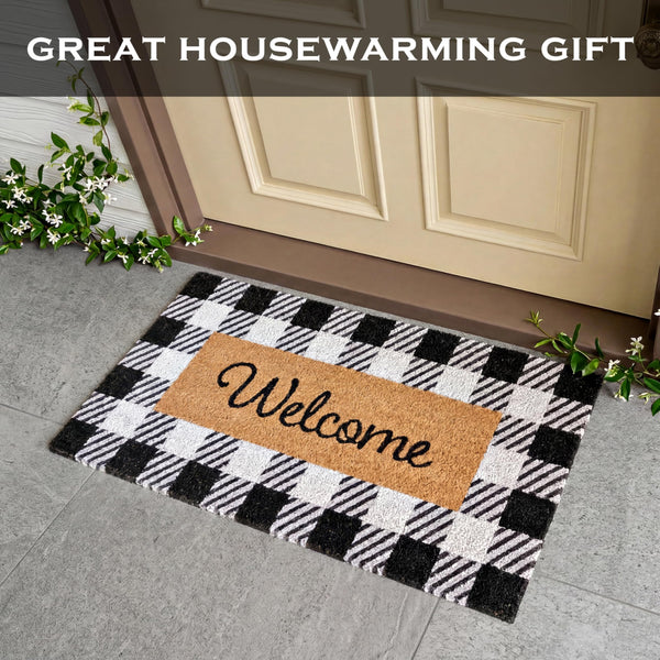 Black and White Checked Outdoor Rug 30x17 Inch