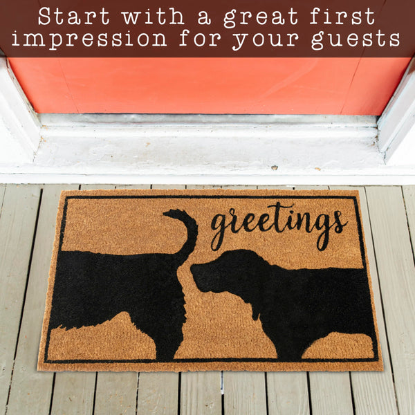 Funny Dog Greetings Welcome Mat for Front Door 30x17 Inch