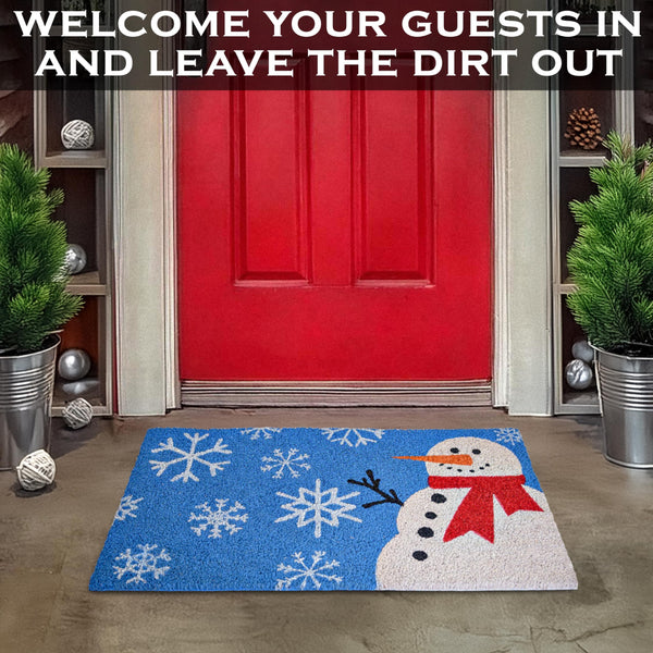 snowman christmas winter outdoor coir door mat rug