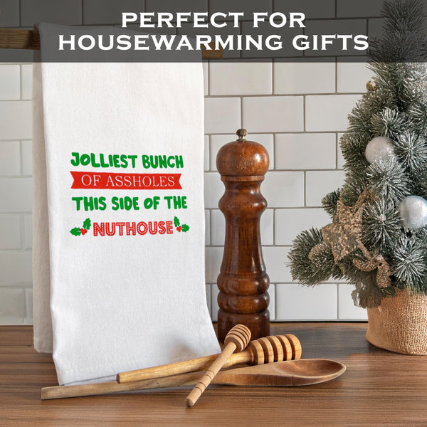 Jolliest Bunch of A**holes in This Side of The Nuthouse Kitchen Towel Funny Kitchen Towel 18x24 Inch