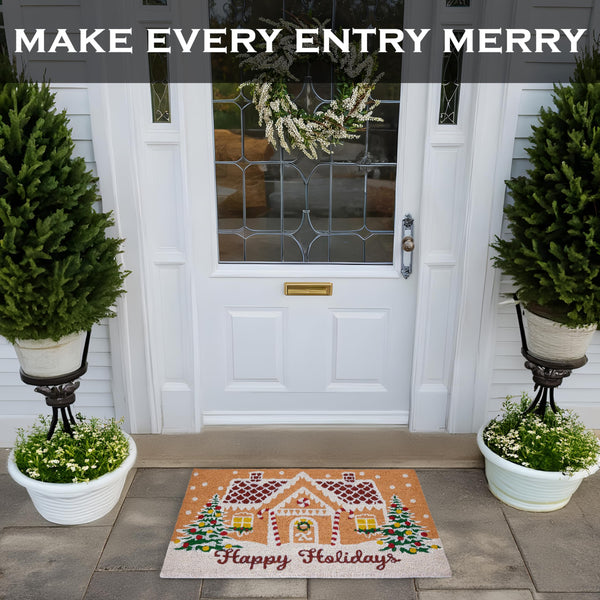 Gingerbread House Christmas Door Mat 30x17 Inch